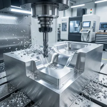 Custom plastic tooling mold being machined on a CNC router at Hill Plastics facility