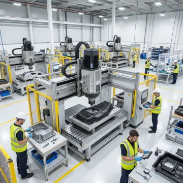 Aerospace contract manufacturing facility with CNC equipment and thermoformed plastic parts