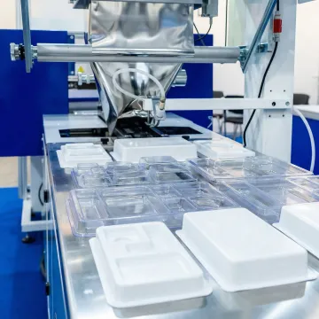 Custom thermoformed medical device plastic components on a manufacturing floor