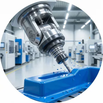 5-axis CNC router machine cutting and trimming a custom plastic part with precision