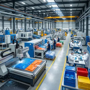 Step-by-step plastic fabrication process inside a professional manufacturing facility