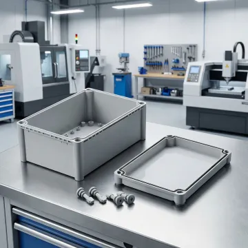 Custom fabricated plastic transformer enclosure being manufactured at a facility