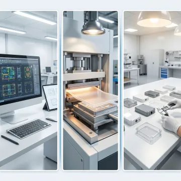 Step-by-step plastic fabrication process from design to finished thermoformed parts