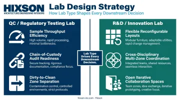 QC regulatory lab versus R&D innovation lab design priorities side-by-side comparison
