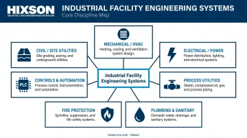 Seven core engineering systems found in industrial manufacturing facilities overview