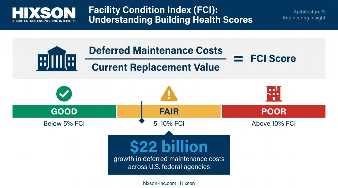 Facility Condition Index FCI scoring thresholds good fair poor benchmark chart
