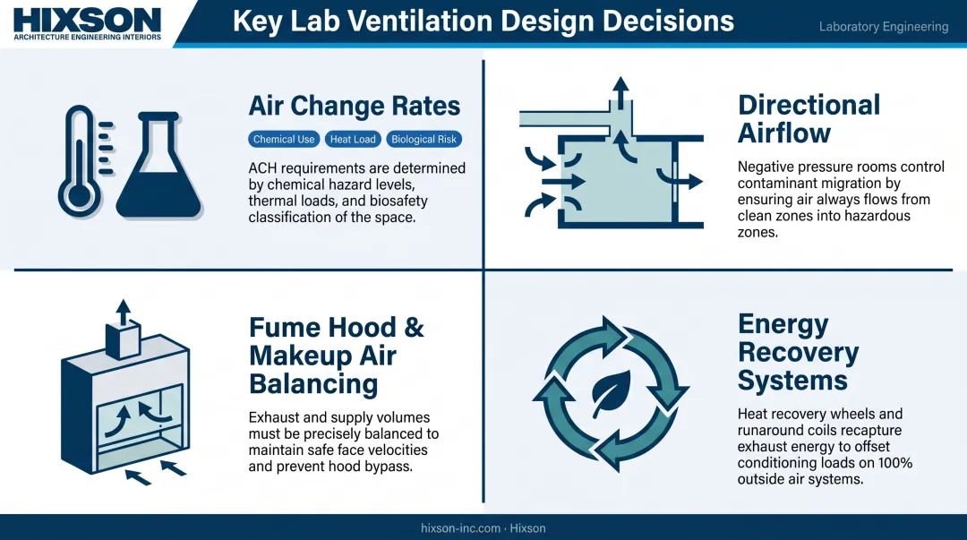 Laboratory HVAC ventilation design four key decision factors comparison diagram