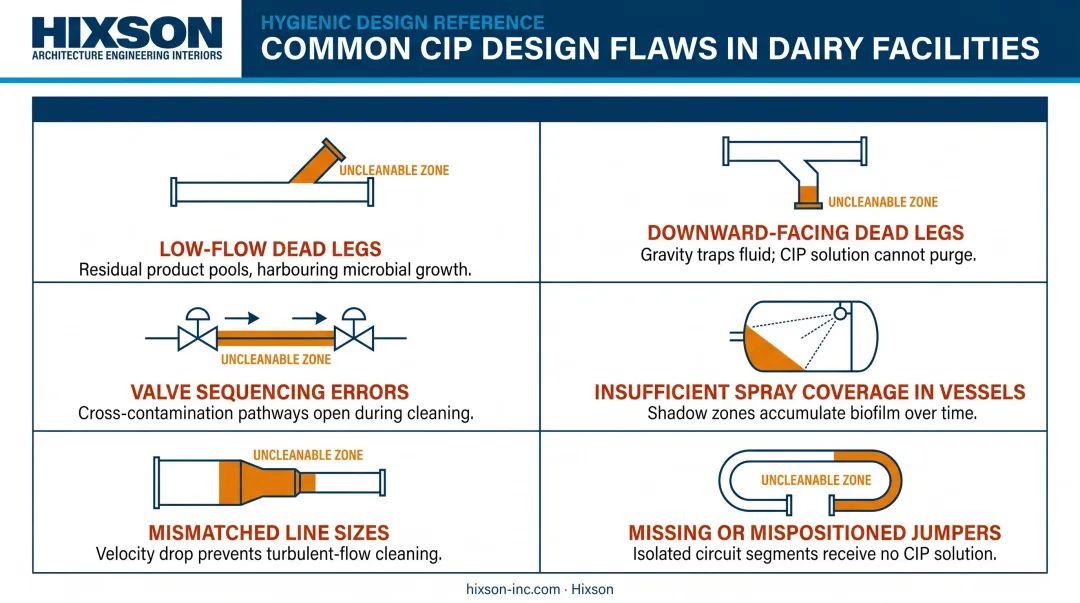 Six common CIP design flaws found in dairy processing piping systems