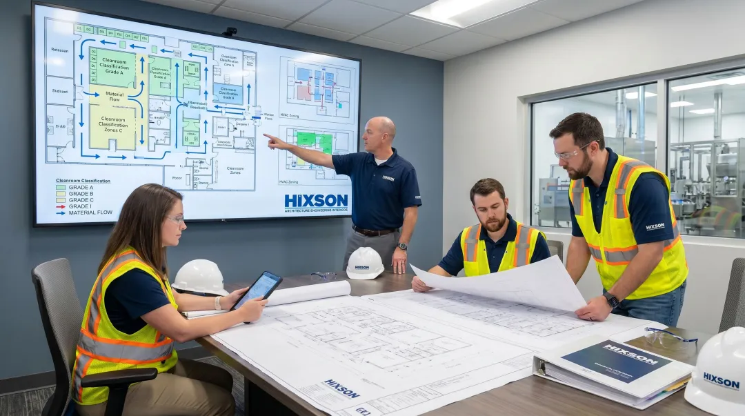 Hixson engineers designing aseptic pharmaceutical cleanroom facility layout and HVAC systems
