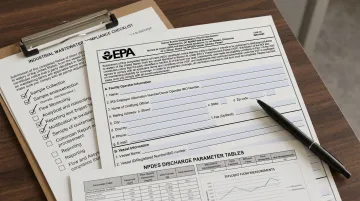 EPA regulatory compliance document and industrial wastewater discharge permit paperwork