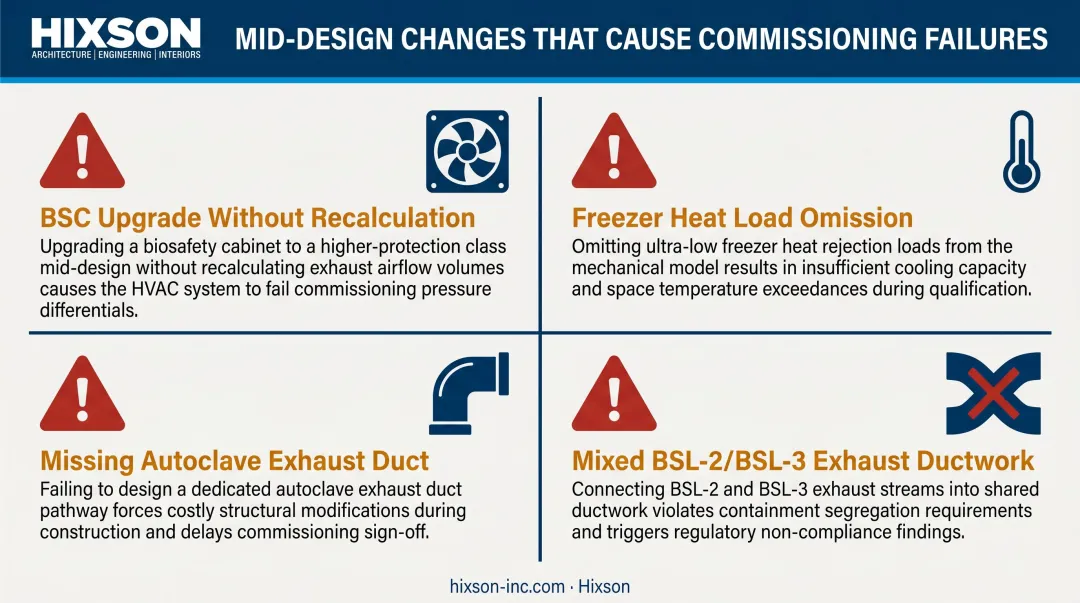Four common BSL-3 mid-design equipment change pitfalls causing commissioning failures