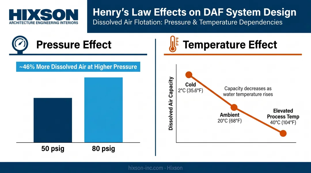 Henry's Law pressure and temperature effects on DAF air solubility comparison