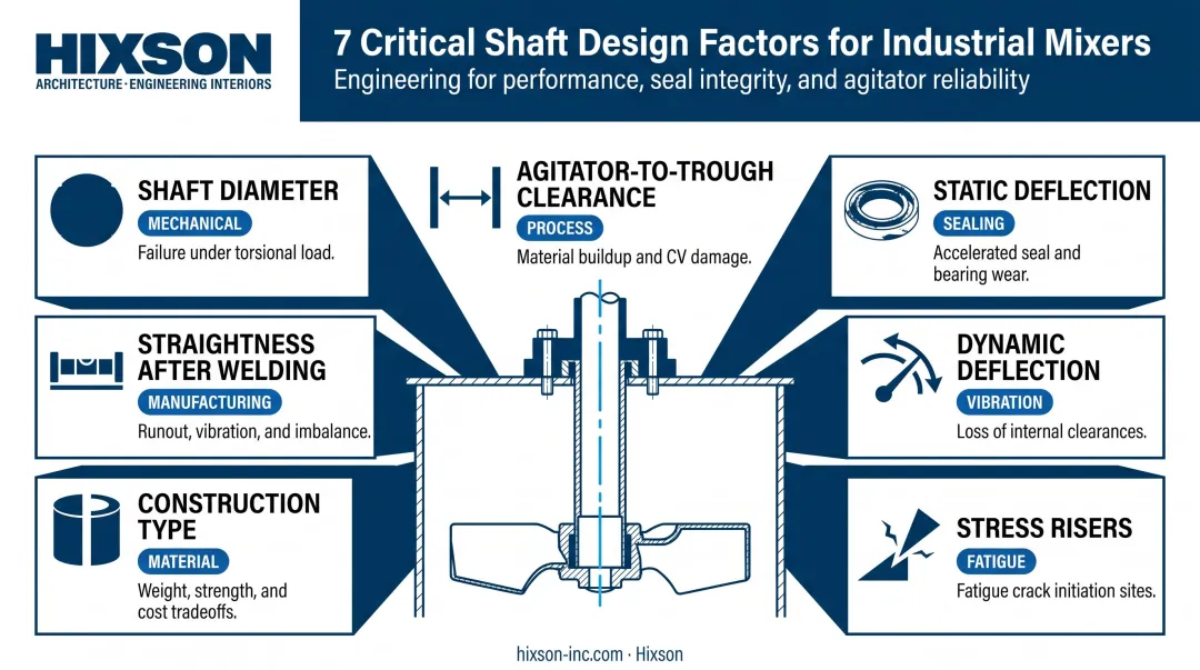 Seven critical shaft design factors for industrial mixer engineering infographic