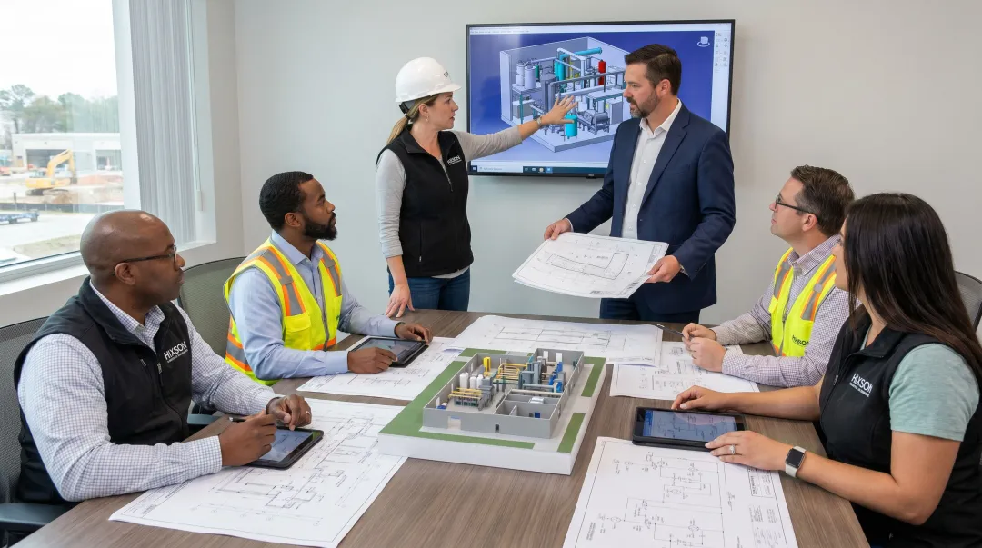 Hixson architecture and engineering integrated team disciplines working on manufacturing facility design