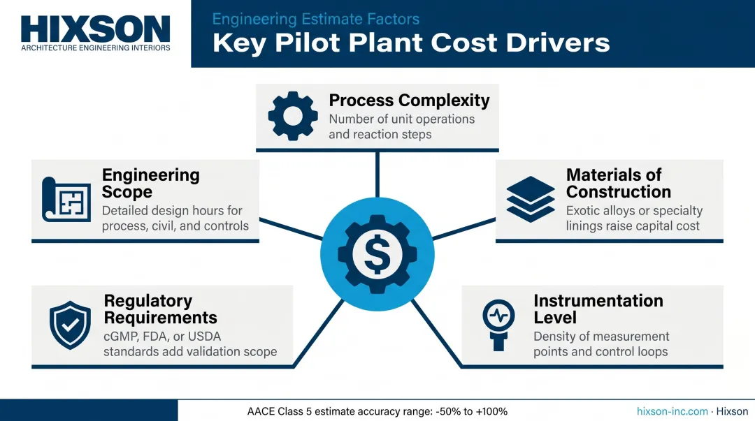 Five key pilot plant cost drivers from process complexity to engineering scope breakdown