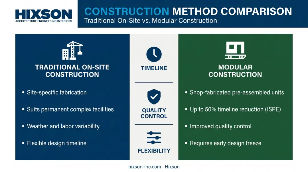 Modular versus traditional pilot plant construction comparison of timeline cost and quality