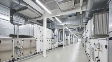 Pharmaceutical cleanroom HVAC air handling unit and HEPA filtration system installation