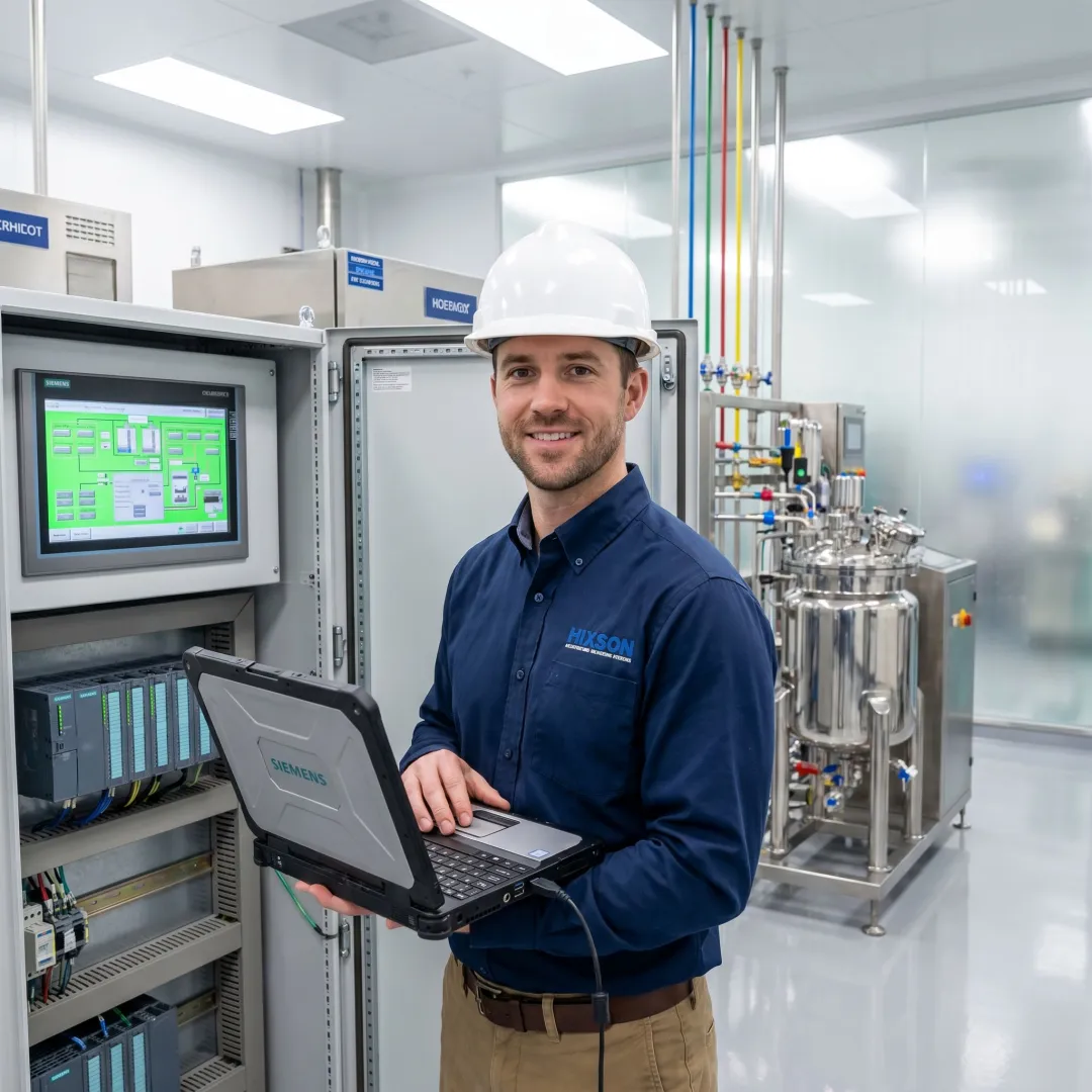 Automation engineer configuring a GMP control system