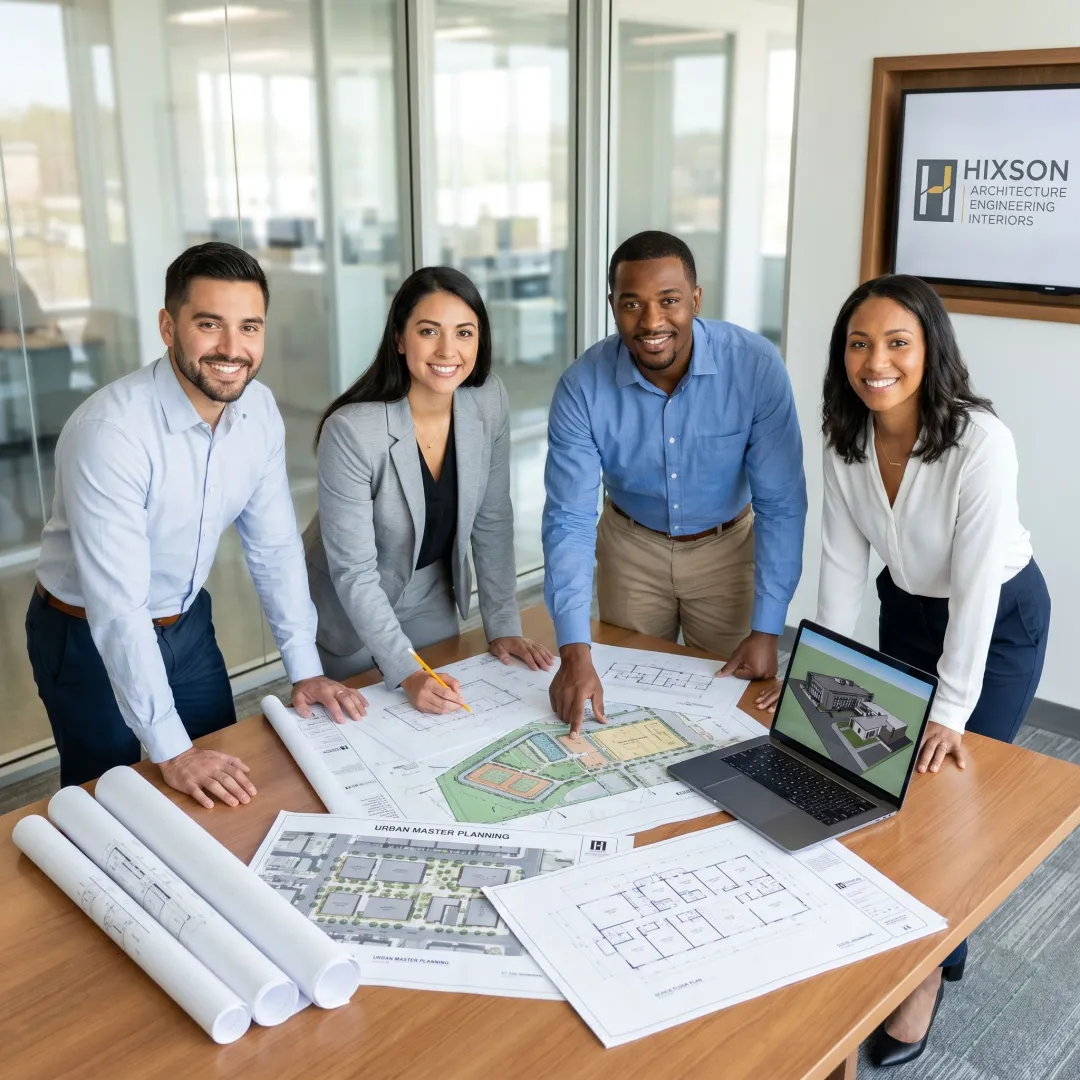 Planning team reviewing a site master plan