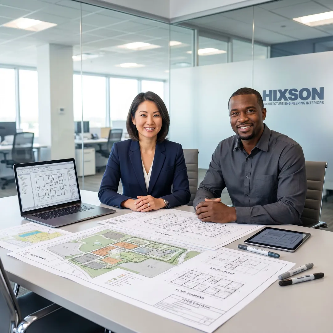 Consultants reviewing a food facility site plan