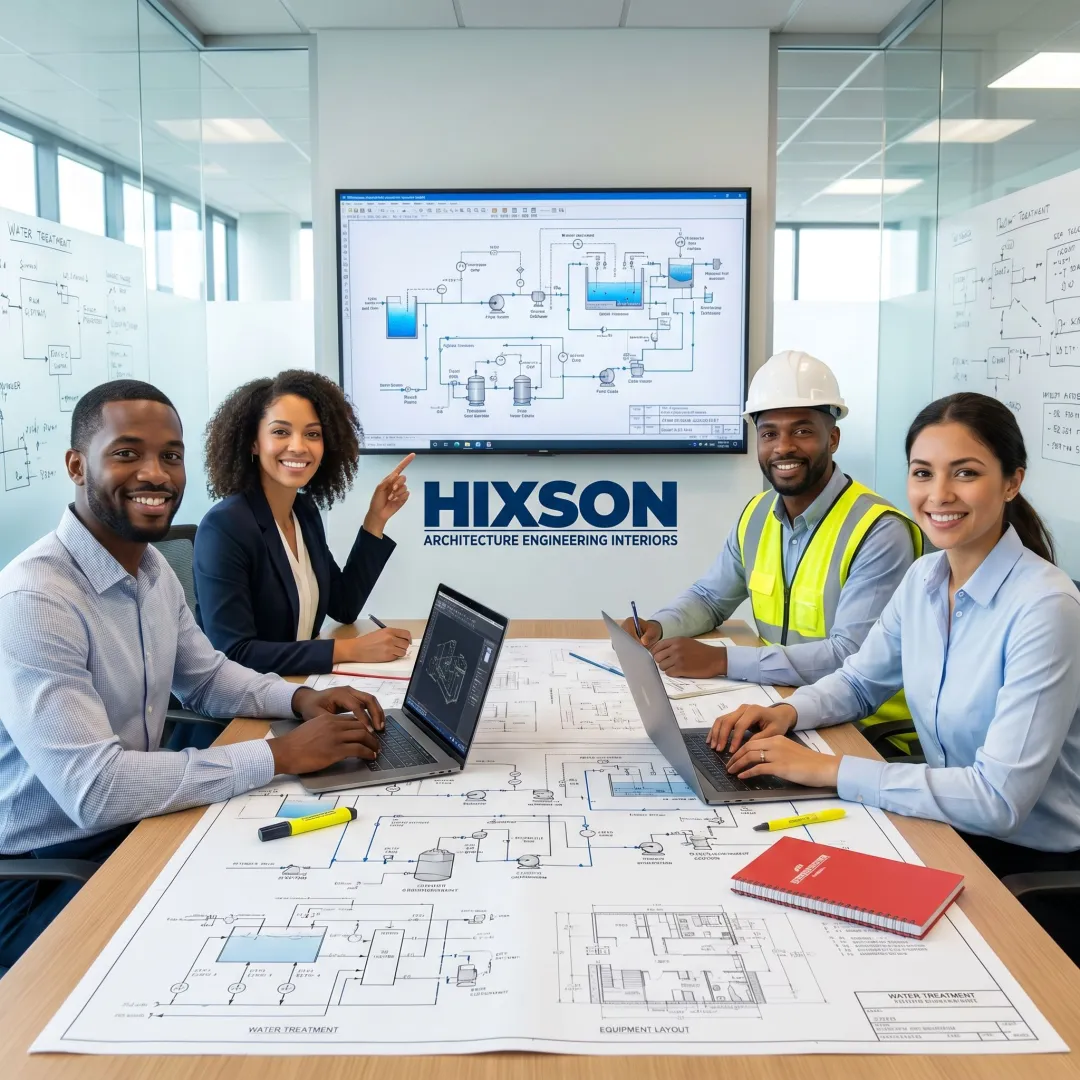 Engineering team planning a water treatment project