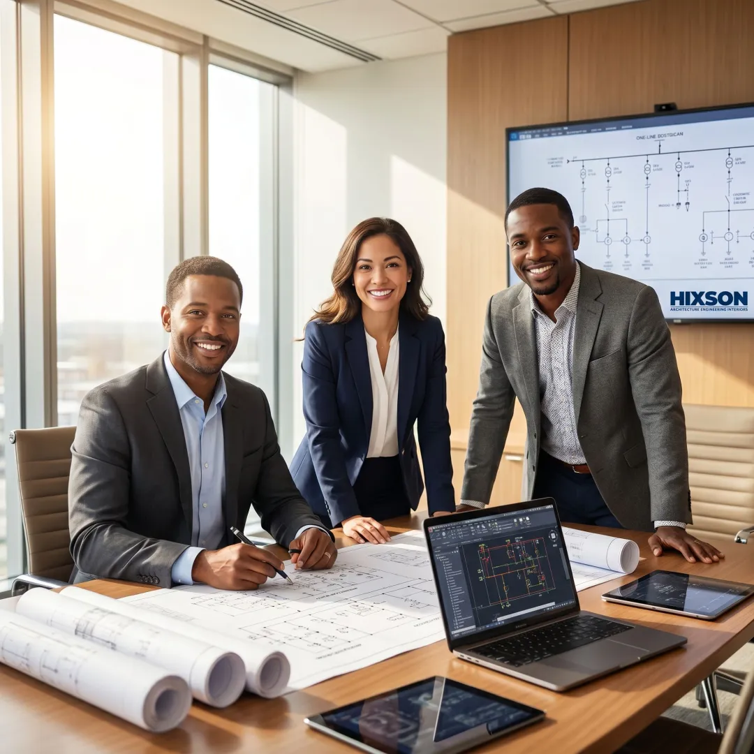 Electrical engineers coordinating integrated facility design