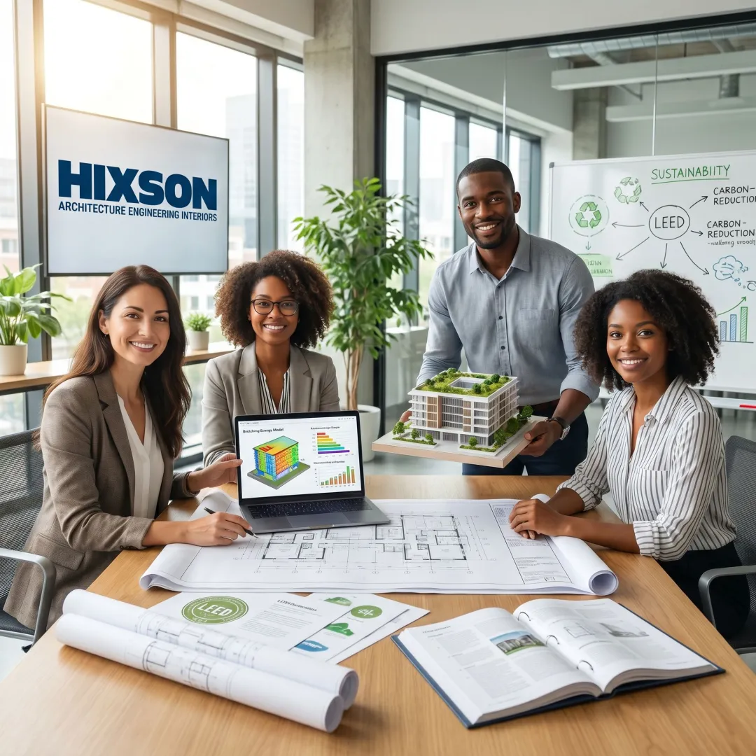 Sustainability consultants reviewing LEED project plans