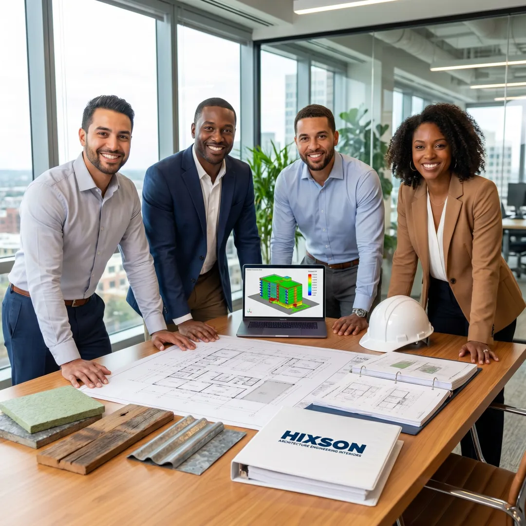 Sustainability consultants reviewing a green building project