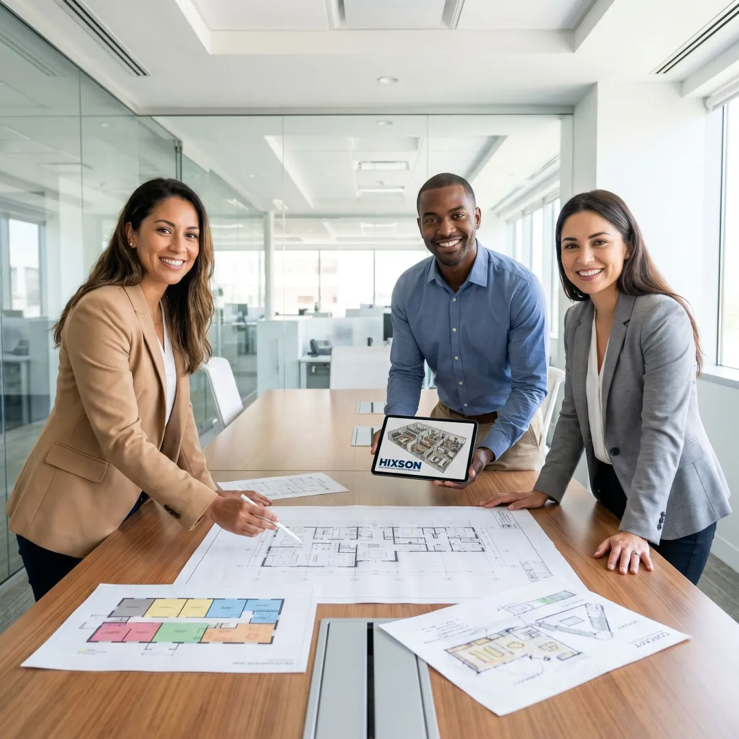 Office planners reviewing workplace layouts