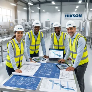 Engineers coordinating food plant project phases