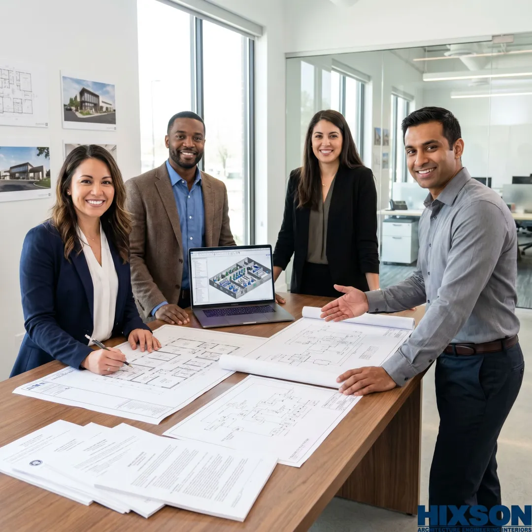 Engineers reviewing cGMP facility plans