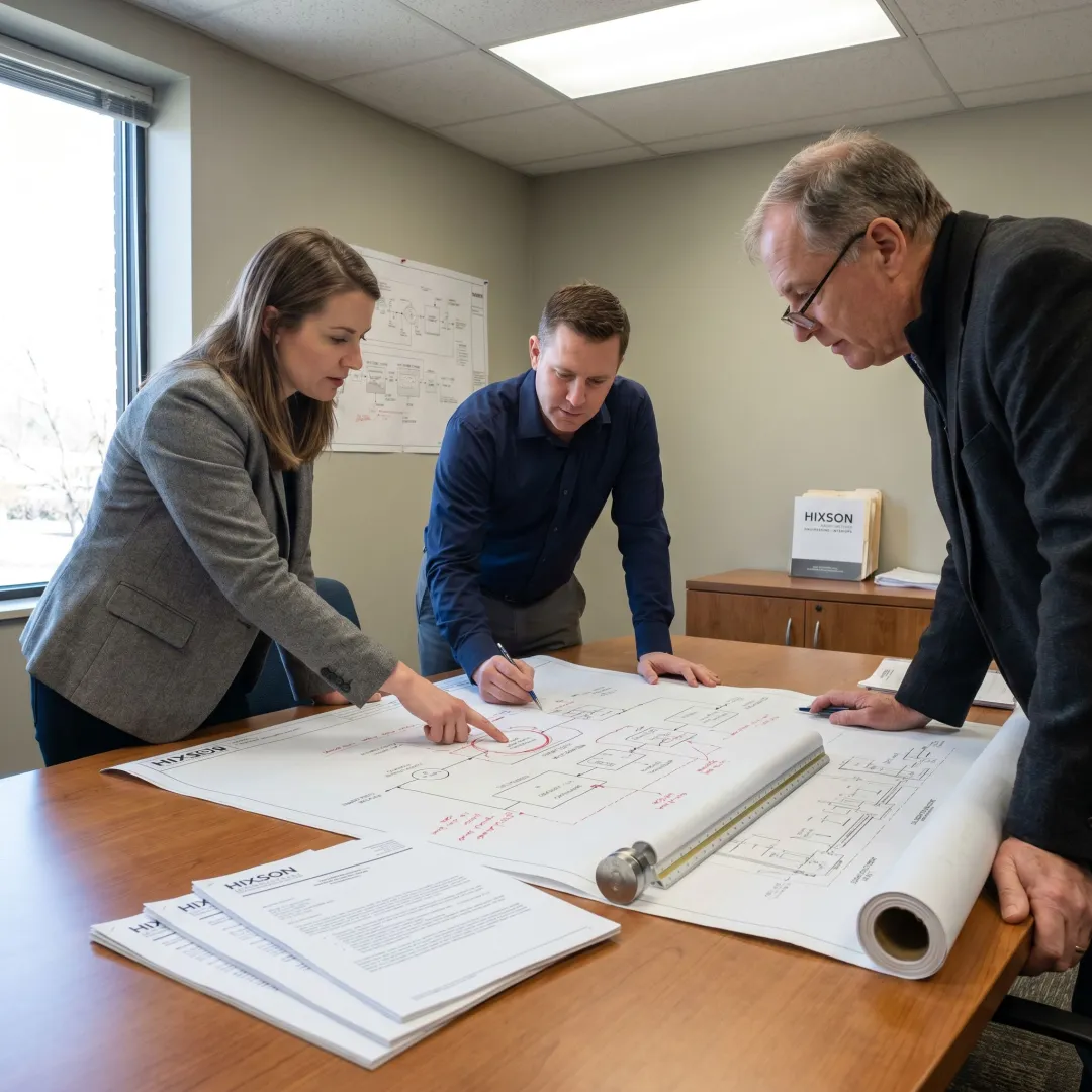 Engineer reviewing wastewater treatment plans