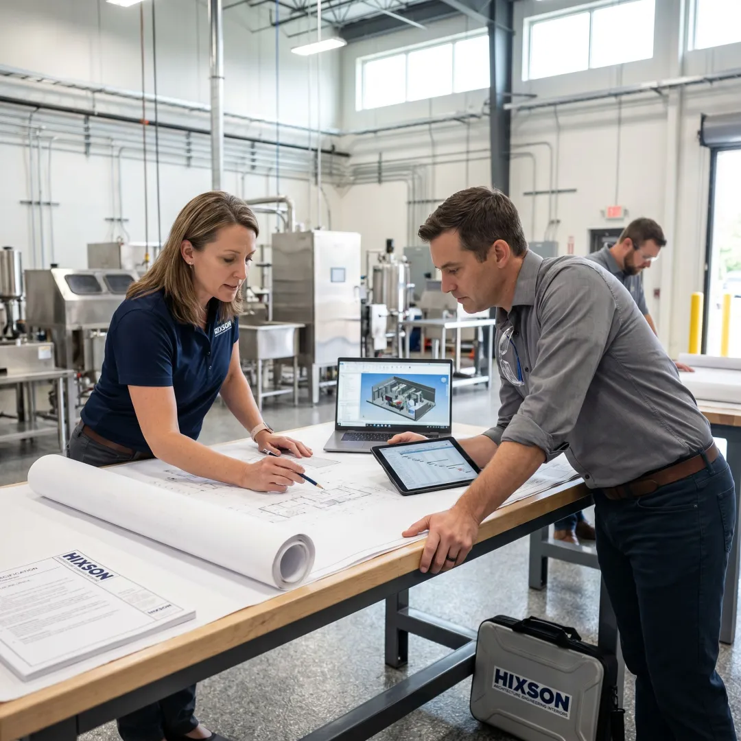 Industrial engineers coordinating a facility project