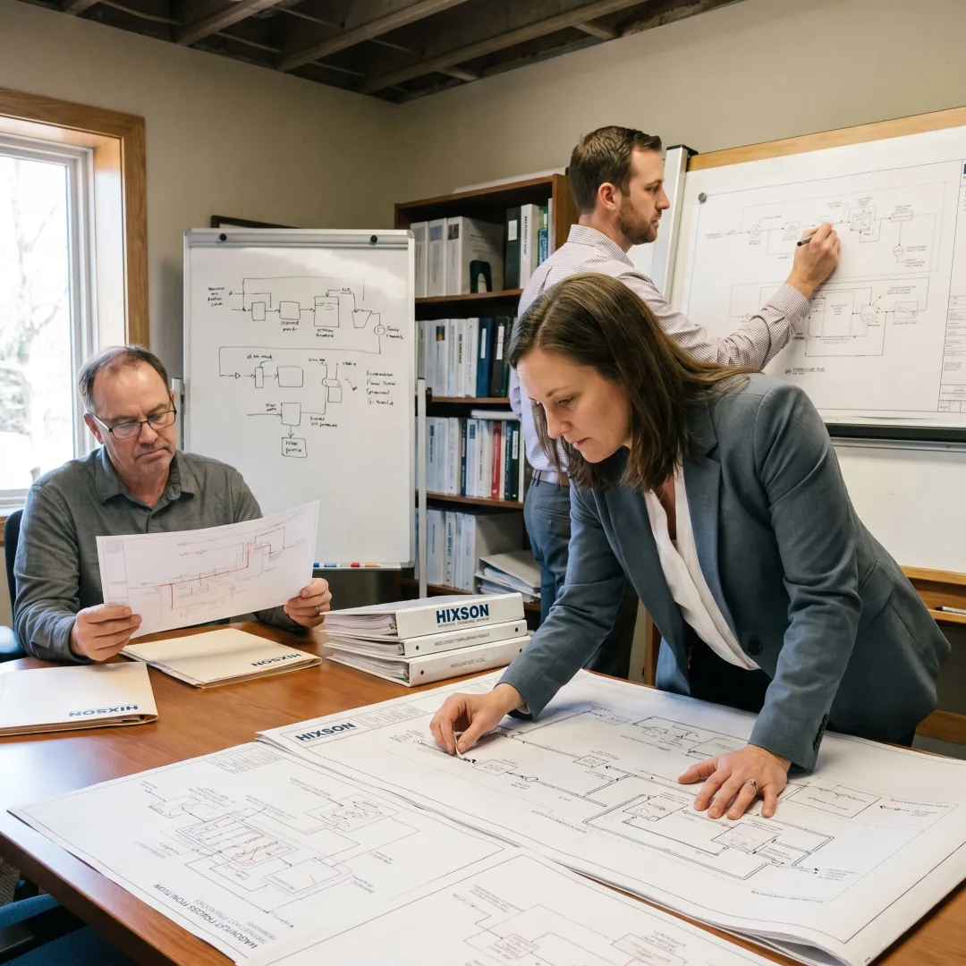 Engineers planning wastewater treatment process