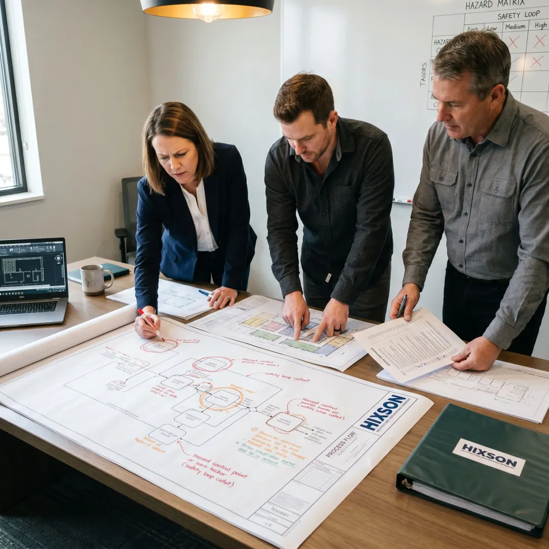 Engineering team coordinating hazard controls