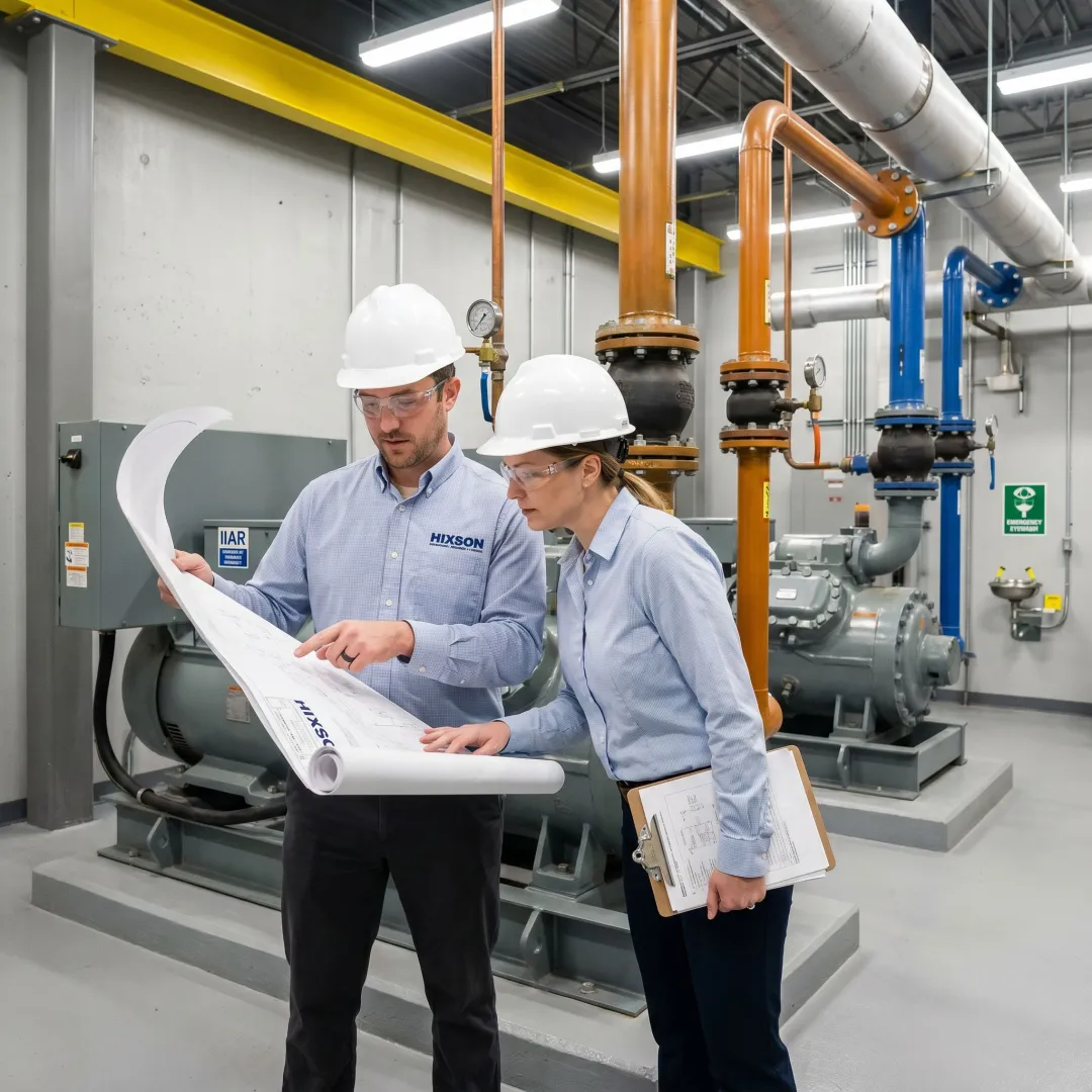 Industrial ammonia refrigeration system in a manufacturing facility