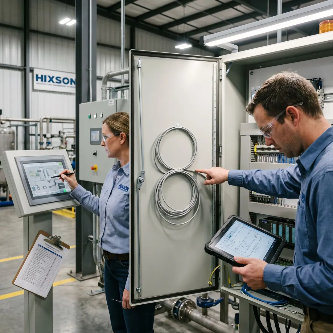 Automation engineers testing control systems