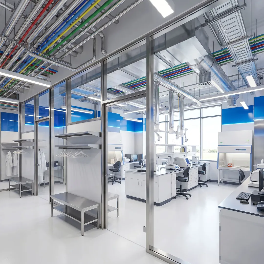 Biotech lab facility design rendering