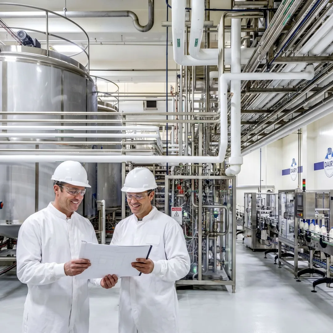 Modern dairy manufacturing facility interior