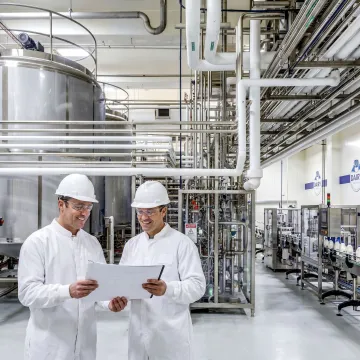 Modern dairy manufacturing facility interior