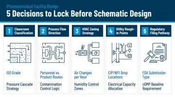 Five critical pharmaceutical facility design decisions that must be locked before schematic design begins
