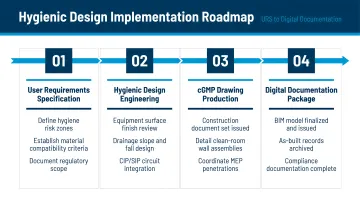 Four-stage hygienic design implementation roadmap from URS to digital documentation