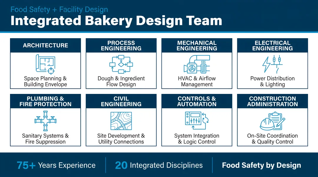 Hixson integrated team collaborating on bakery facility design and food safety planning