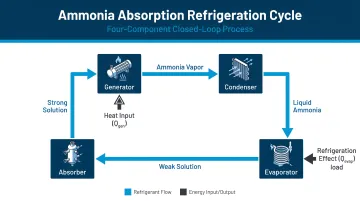Ammonia absorption refrigeration four-component cycle process flow diagram