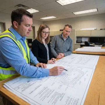 Engineers reviewing industrial stormwater plans