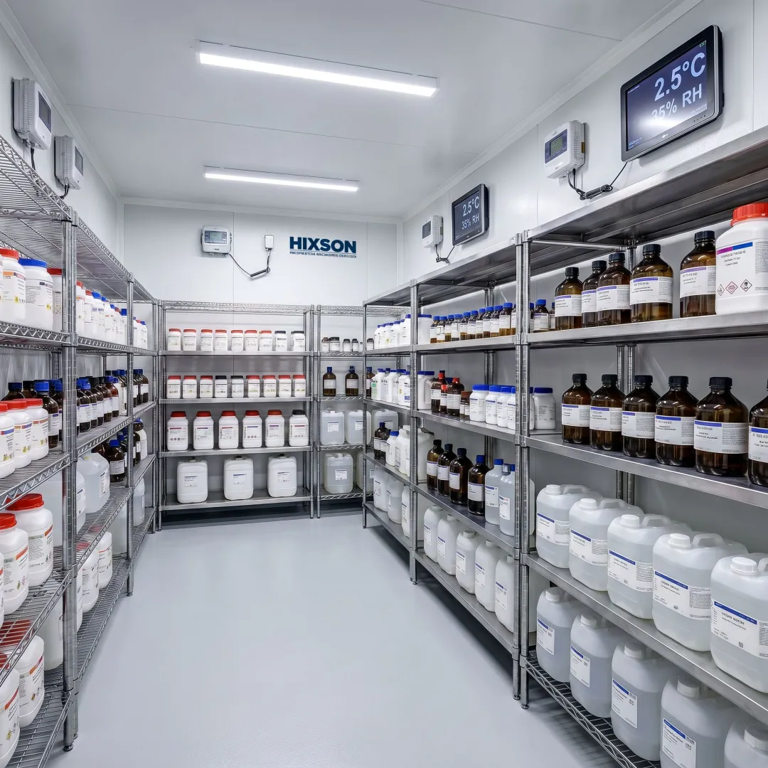 cGMP cold storage room for chemicals and buffers