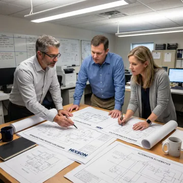 Engineers coordinating biomanufacturing process design
