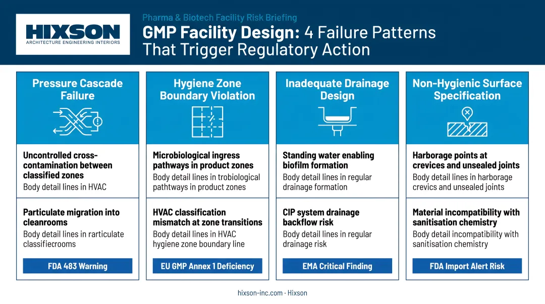 Four GMP facility design failure patterns consequences and regulatory risk breakdown