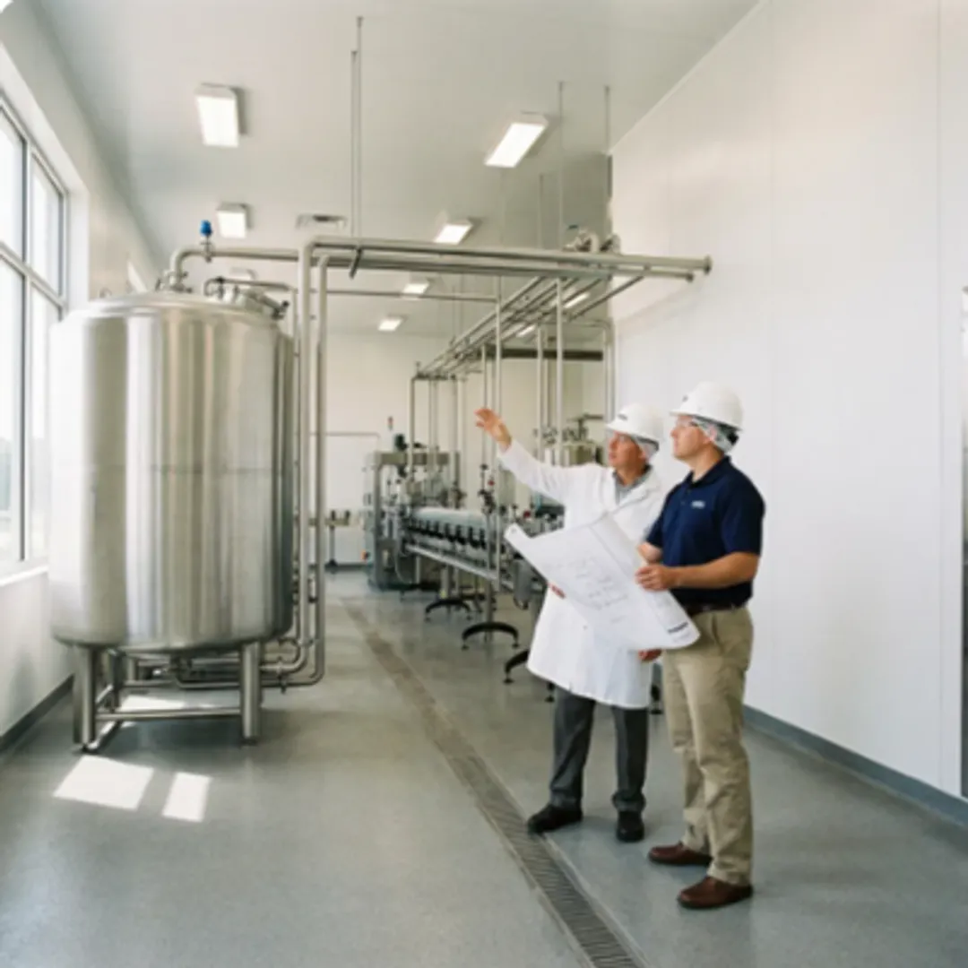 Aseptic beverage processing facility with stainless equipment