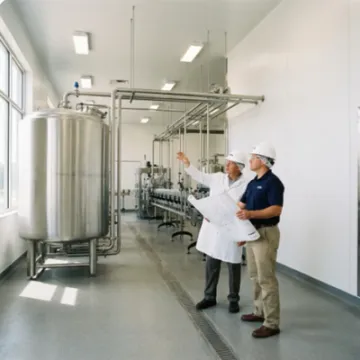 Aseptic beverage processing facility with stainless equipment